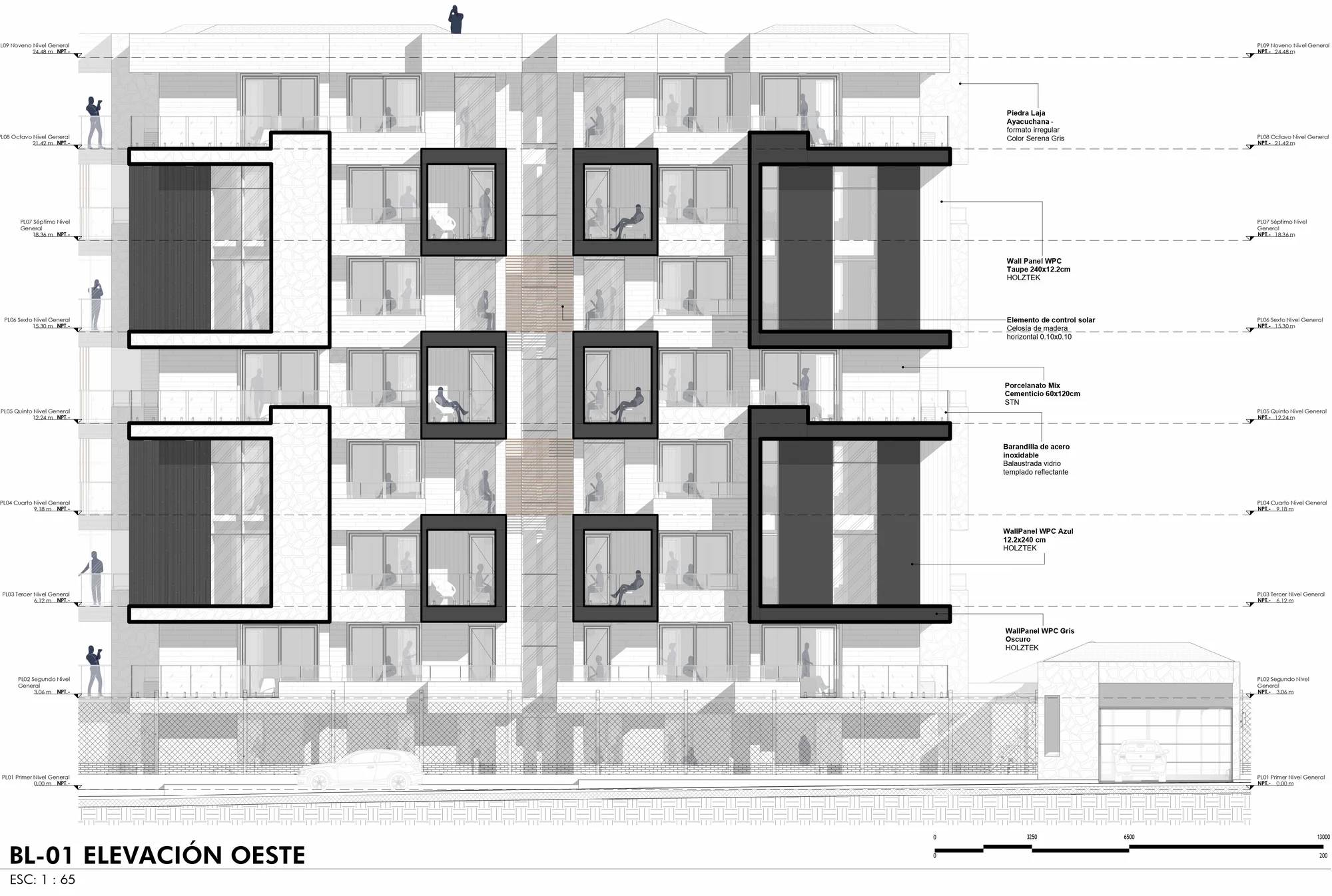 Elevación oeste del bloque 01